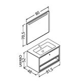 ESPERO 80 CM BEYAZ LAVABOLU BANYO DOLABI - BOY DOLAP HARİÇ