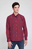 Ds Damat Slim Fit Kirmizi Kareli Gömlek 7HC02ORT09265 7HC02ORT09265