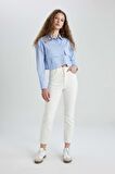 DeFacto Mary Vintage Straight Fit Yüksek Bel Bilek Boy Beyaz Jean Pantolon C1318AX24SMWT1