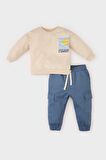 DeFacto Erkek Bebek 2'li Takım Baskılı Sweatshirt Beli Paçası Lastikli Alt D3348A525SPBG286