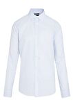 Mavi Baskılı Slim Fit Gömlek | XS
