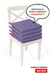 Xpermate Fermuarlı 4'lü Sandalye Minderi Su İtici Kumaş 40x40Cm Sünger Sandalye Minderi Bağcıklı Mor