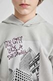 DeFacto Erkek Çocuk Kapüşonlu Baskılı Sweatshirt Eşofman Altı 2'li Takım B7655A824SPGR253