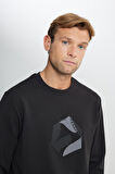 Pamuklu Standart Fit Normal Kesim Bisiklet Yaka Baskılı Sweatshirt