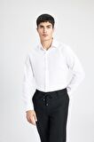 DeFacto Slim Fit Dar Kesim İtalyan Yaka Non Iron Ütü Gerektirmeyen Uzun Kollu Beyaz Gömlek A7803AX24SPWT32
