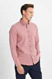 Slim Fit Dar Kesim Düğmeli Yaka Flanel Oduncu Gömlek