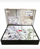 Cotton Box 3D Nakışlı Çift Kişilik Saten Nevresim Takımı Mita Lila