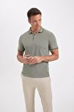 Slim Fit Kıvrılmaz Polo Yaka Kol Bantlı Pamuklu Tişört