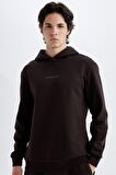 DeFacto Regular Fit Kapüşonlu Baskılı Sweatshirt C6131AX24AUBN337