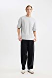 DeFacto Loose Fit Bisiklet Yaka Kısa Kollu Ağır Kumaş Basic Düz Tişört B4844AX24SPGR253