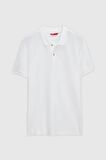 Regular Fit Beyaz Pike Dokulu %100 Pamuk Kıvrılmaz Polo Yaka Nakışlı T-shirt 4HC14ORT51000
