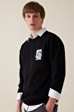 DeFacto Boxy Fit Bisiklet Yaka Baskılı Sweatshirt C7048AX24AUBK81