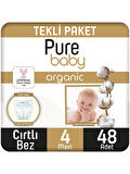 Pure Baby Organik Pamuklu Cırtlı Bez Tekli Paket 4 Numara Maxi 48 Adet