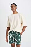 DeFacto Regular Fit Desenli File Astarlı Kısa Boy Deniz Şortu D4517AX24HSGN245