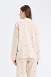 DeFacto Pijama Yaka Müslin Pijama Üstü-Fall in Love E3111AX25SPER118