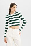 DeFacto Coool Slim Fit Çizgili Bisiklet Yaka Kazak X6888AZ24WNGN311
