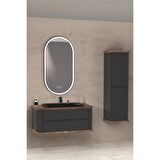 PIER 100 CM SİYAH LAVABOLU BANYO DOLABI ANTRASİT / KAYIN - BOY DOLAP DAHİL