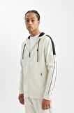 DeFactoFit  Standart Fit Normal Kesim Skuba Dalgıç Kumaş Kapüşonlu Sporcu Fermuarlı Sweatshirt B4535AX24AUBG721