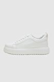 Beyaz Kalın Beyaz Tabanlı Bağcıklı Sneaker Ayakkabi 3EC09ORT0381