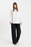 DeFacto Relax Fit Poplin Uzun Kollu Gömlek Tunik C7825AX24SMWT36