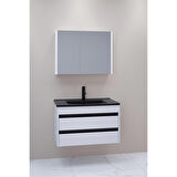 Levante 85 Cm Siyah Lavabolu Banyo Dolabı Bgn Aynalı - Boy Dolap Hariç