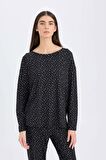 DeFacto Pijama Takımı Softshell Uzun Kollu Üst Beli Lastikli Uzun Altı-Fall in Love D9183AX24WNBK81