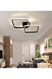 Frame Kare İkili Siyah Modern Led Avize 3 Renk Led Profonyer Modern Salon, Yatak Odası, Oturma Odası