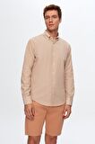 Slim Fit Bej Pötikare Gömlek 4HF02ORT03314