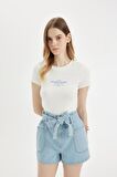 DeFacto Paperbag Yüksek Bel Jean Şort C2445AX24HSNM39