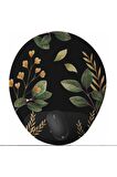 Black Flower Bilek Destekli Tasarım Mouse Pad