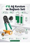 4lü Ağ Kurulum ve Bağlantı Seti - CAT5 CAT6 İnternet Kablosu Sıkma Pensesi, RJ45 RJ11 Hat Test Cihazı, Mini Kablo Soyucu ve 100 Adet RJ45 CAT5/6 UTP Jak Konnektör - Bilgisayar Ağ Tamir Takımı