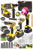 Profesyonel Şarjlı Darbeli 4'lü Set 2-26 Hilti 125mm Taşlama 13mm  Matkap 650 nm  Somun Sökme Hediye