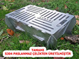 LAZER TAMAMI PASLANMAZ ÇELİK MANGAL PORTATİF PRATİK KATLANABİLİR 41X25 CM