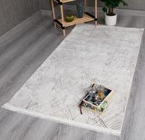 My Evilla Modern Dekoratif Star Seri Krem Gri Dokuma Halı