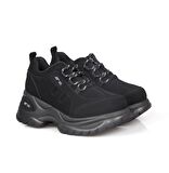 MP 221-305 Dolgu Topuk Siyah Nubuk Kadın Sneakers