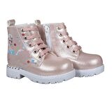 202173 Kalın Topuklu Soğuk Havaya Dayanıklı Pudra Suni Deri Kız Çocuk Bot