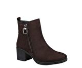 CASTLE BLACK 92163 Hakiki Deri Kahve Süet Kadın Bot