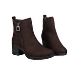 CASTLE BLACK 92163 Hakiki Deri Kahve Süet Kadın Bot
