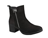 CASTLE BLACK 92163 Saf Deri Siyah Suet Kadın Bot