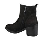 CASTLE BLACK 92163 Saf Deri Siyah Suet Kadın Bot