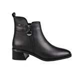 CASTLE BLACK 9780 Hakiki Deri Siyah Kadın Bot