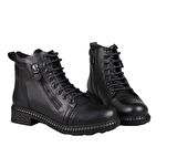 CASTLE BLACK 20911 Hakiki Deri Siyah Kadın Bot