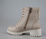 CASTLE BLACK 2680 Hakiki Deri Bej Kadın Bot