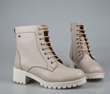 CASTLE BLACK 2680 Hakiki Deri Bej Kadın Bot