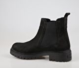 CASTLE BLACK 52683 Hakiki Deri Siyah Suet Kadın Bot