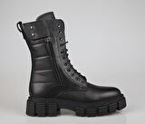 CASTLE BLACK 36871 Hakiki Deri Siyah Kadın Bot