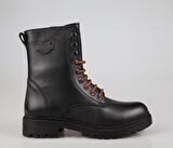 CASTLE BLACK 90006 Hakiki Deri Siyah Kadın Bot