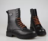 CASTLE BLACK 90006 Hakiki Deri Siyah Kadın Bot