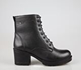 CASTLE BLACK 2615 Hakiki Deri Siyah Kadın Bot