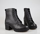 CASTLE BLACK 2615 Hakiki Deri Siyah Kadın Bot